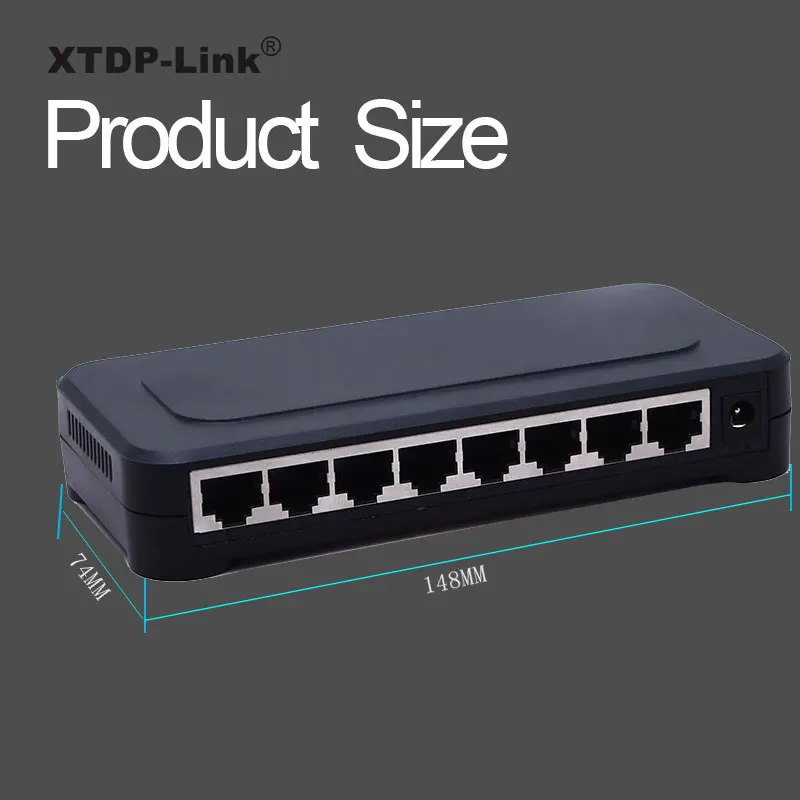 8port gigabit switch 16G capacity supply power 12V1A computer office type transfer speed 1000Mbps plastic case with LED display |