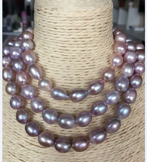 Ожерелье из жемчуга в стиле барокко с одной нитью huge12-13mm ЮЖНОГО МОРЯ лаванды