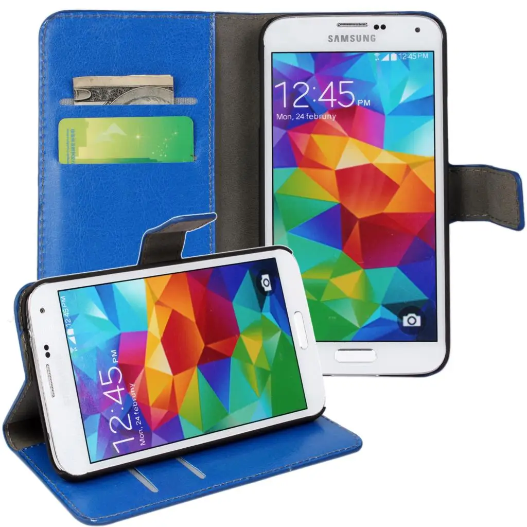 Для samsung S5 из искусственной кожи раскладной чехол с держателем карты Чехол для samsung Galaxy S5 i9600 G900F в деловом стиле