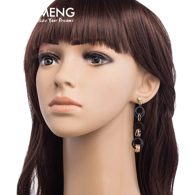 OMENG Черные Длинные Серьги для Женщин Модные Аксессуары Ювелирных Изделий Партии