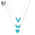 BOJIU Модное Длинное Ожерелье V-образной формы с подвеской в форме Луны и сердца, медная цепочка с подвеской, ожерелье для женщин, подарок, ожерелье на День святого Валентина NKS196