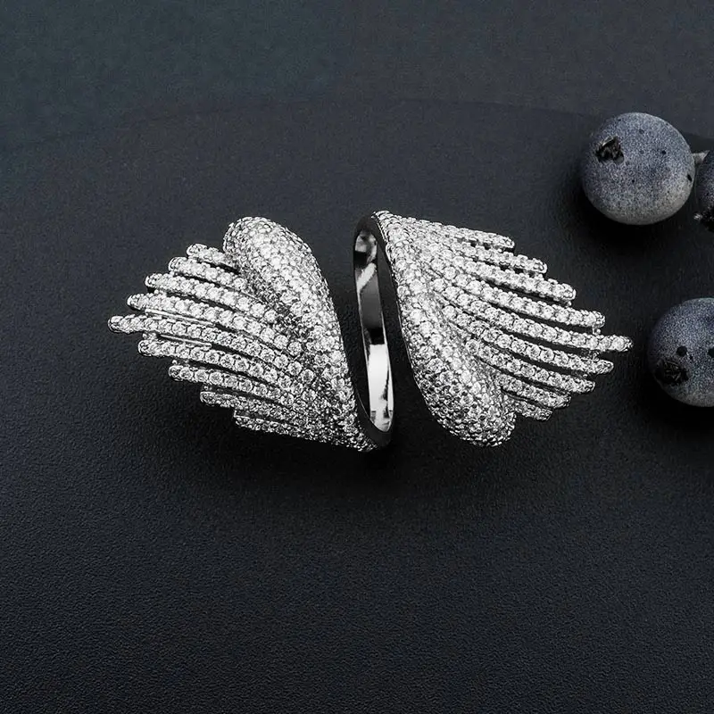 Silver color MoonTree роскошный нежный цветок Роскошные блестящие Ful AAA кубического циркония 3 шт. в 1 для женщин рубиновое обручальное кольцо модные украшения - Цвет основного камня: Silver color