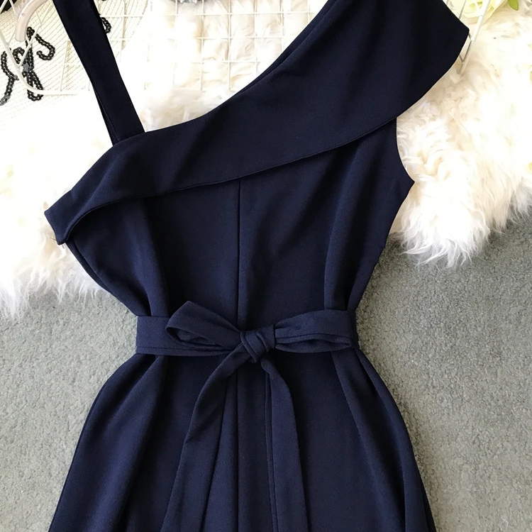 ALPHALMODA Женские однотонные Комбинезоны на одно плечо с высокой талией и поясом, женские летние модные повседневные Комбинезоны ярких цветов без рукавов
