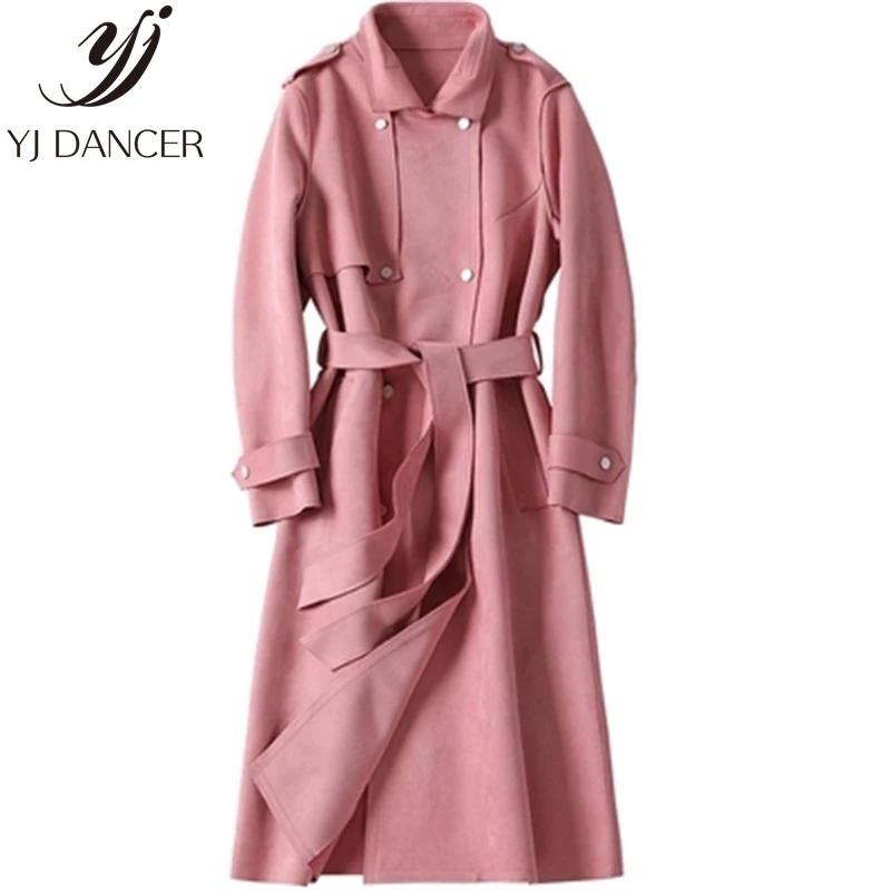 Ветровка из оленьей кожи Женская Длинная секция 2018 модная новинка высокое