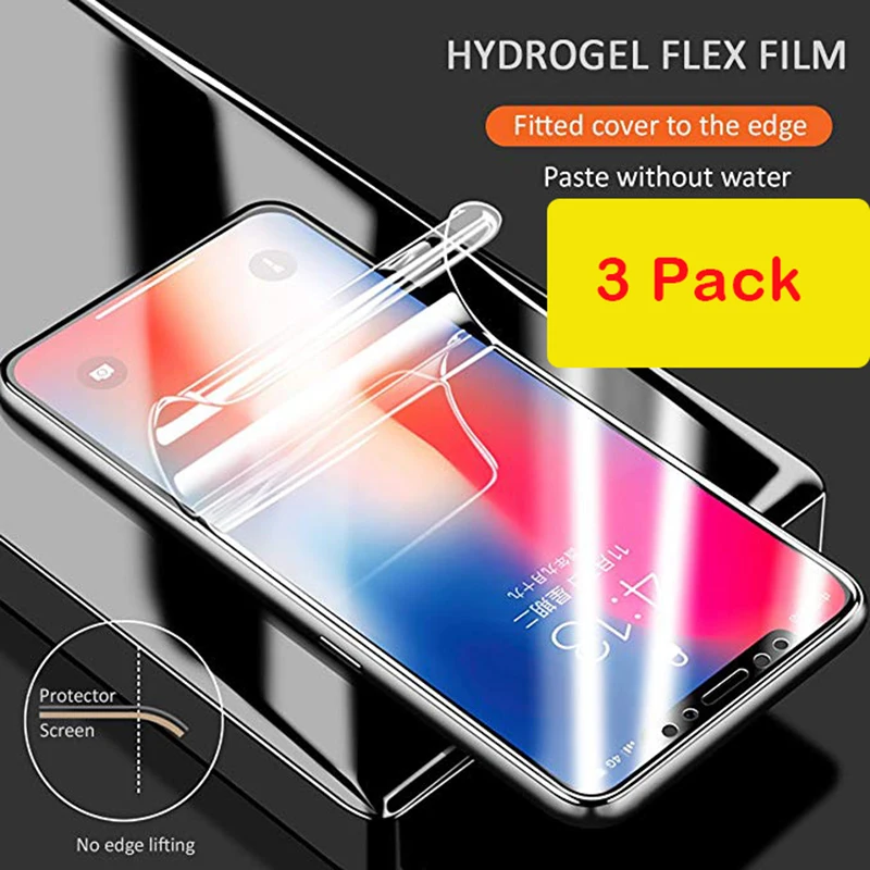 3 шт Гидрогелевая Силиконовая Защитная пленка для экрана iPhone X 6 7 8 Plus полное покрытие Гидрогелевая Передняя и задняя пленка
