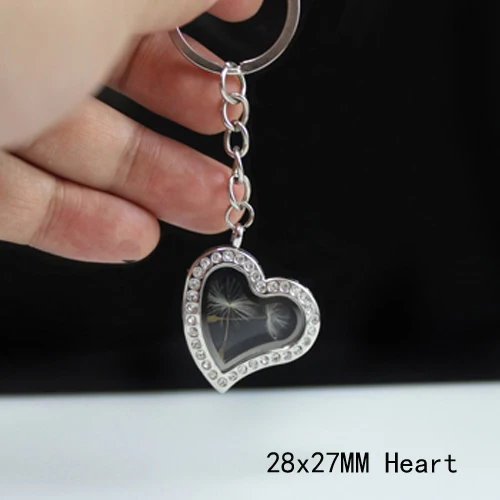 28X27MM Heart 1 шт. стеклянный медальон брелок с изображением одуванчика(5 видов конструкций), семена одуванчика медальоны - Цвет: 28X27MM Heart