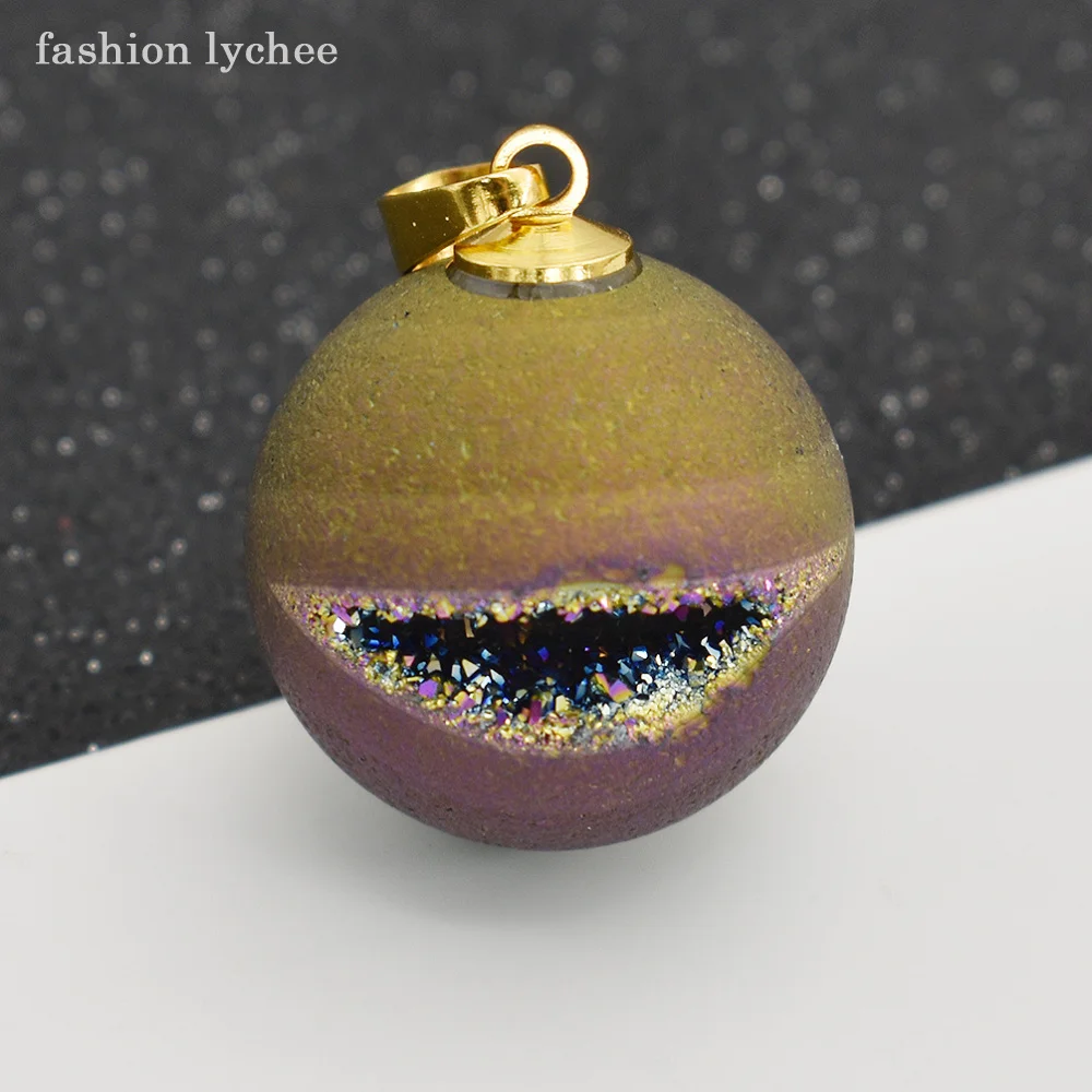 

Модный кулон lychee с радужным хрустальным шаром для женщин, ожерелье, самодельные ювелирные изделия, очаровательные компоненты