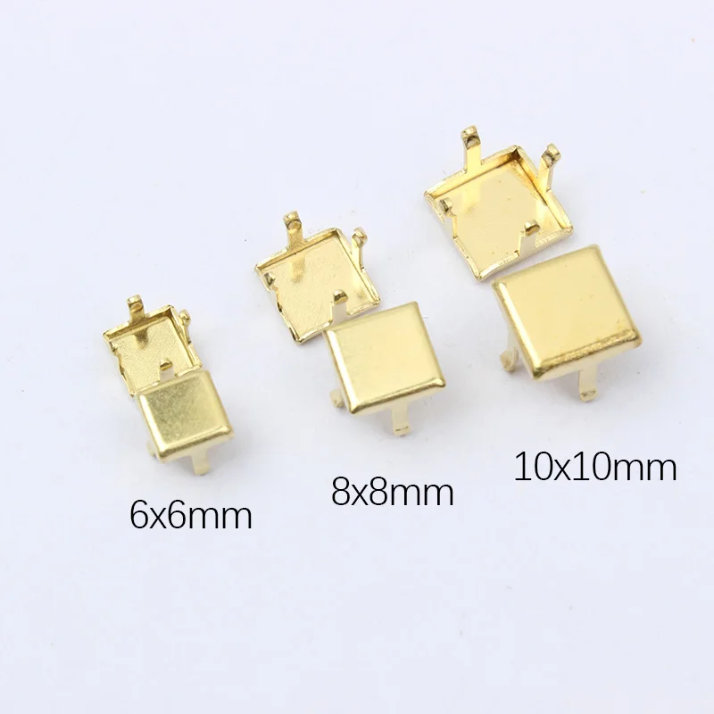 Квадратная пустая основа с золотым покрытием чистый коготь для держателя