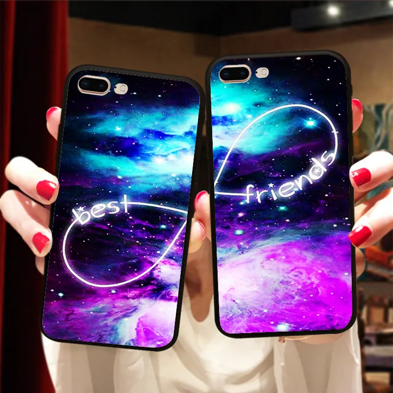 Чехол BFF Space Infinity Couple для iPhone X 8 5 5S XR XS Max 6 6S 7 Plus чехол лучшего друга мягкий