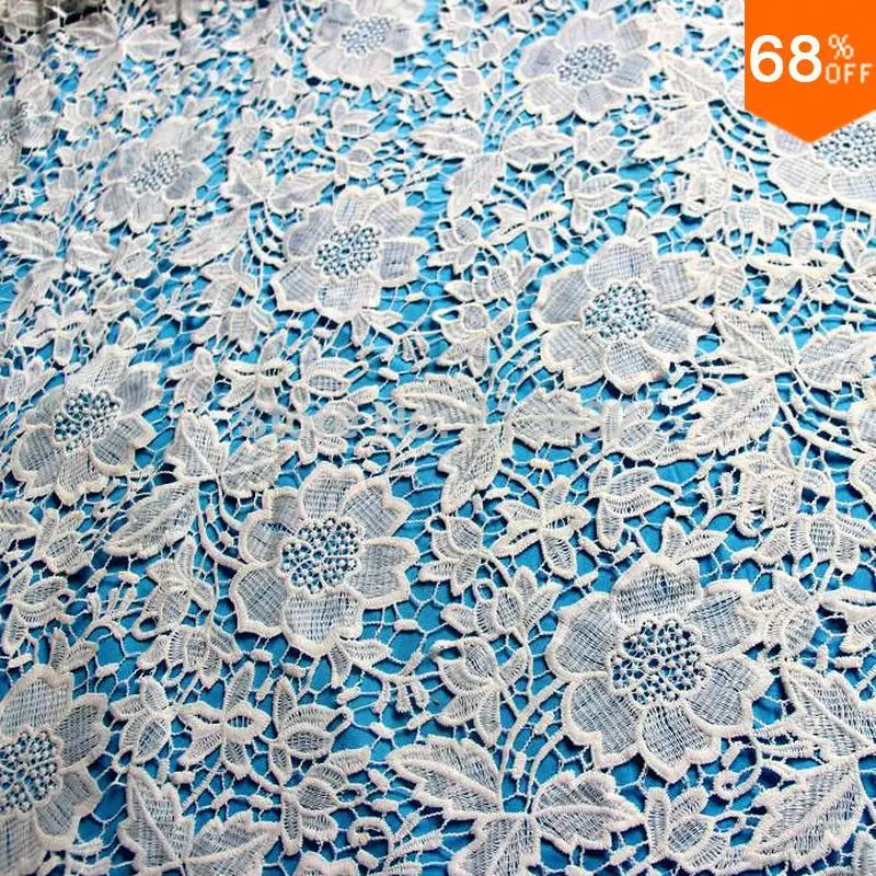 

white flower leaf dress fabric party fabric item luxury Home textile embroidery fabric embroidery cloth fancywork sewing fabric