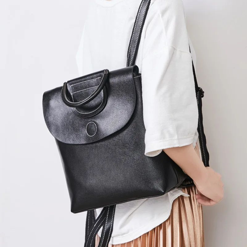 Брендовый женский рюкзак модный из вощеной коровьей спилковой кожи для книг