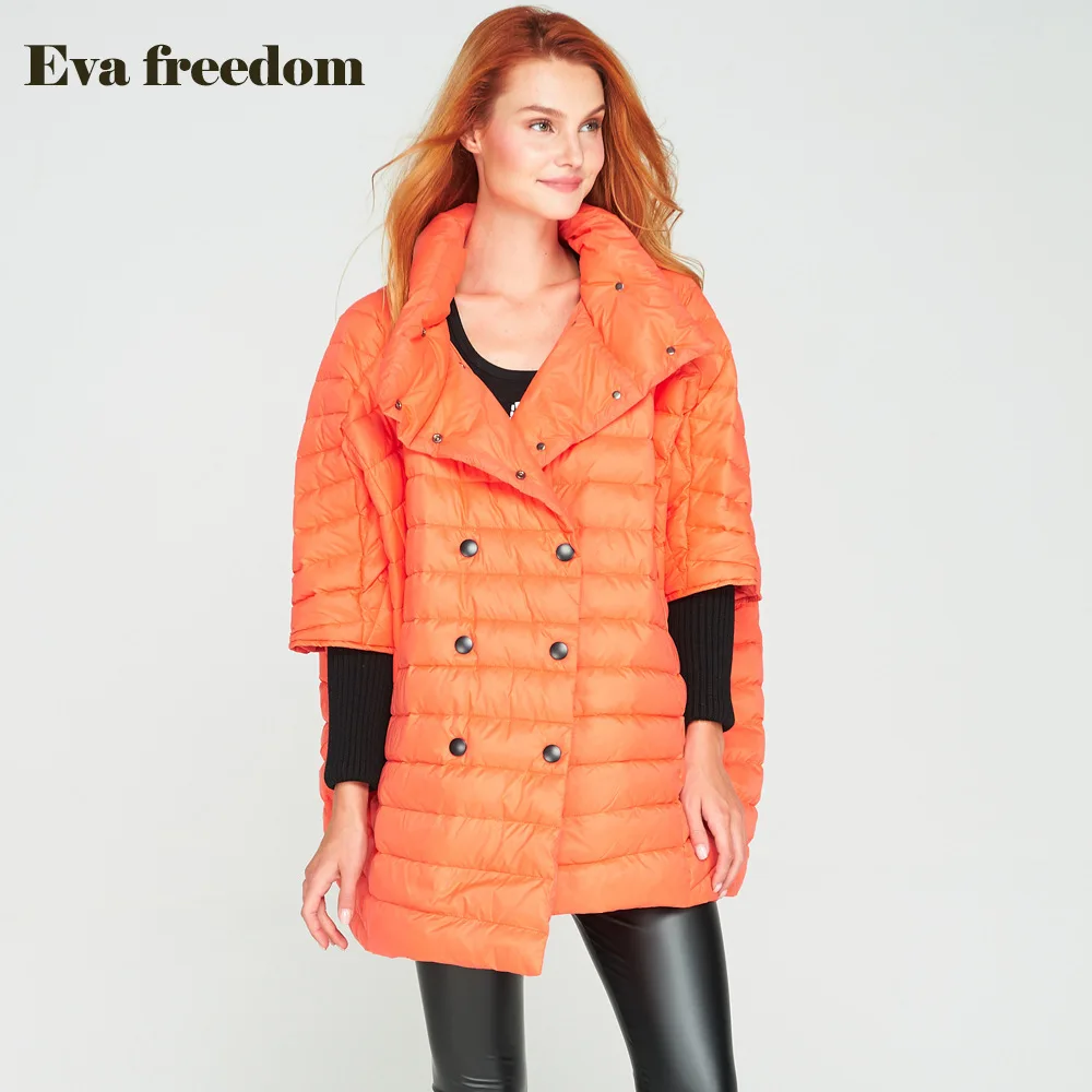 Eva freedom, Зимний стильный женский плащ, пуховик, женский модный светильник, пуховик, свободный, большой размер, пуховики EF3618 - Цвет: orange