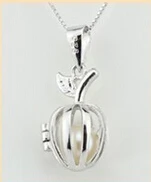 925 серебра Apple стиль жемчуг жемчужная бусина медальон клетка стерлингового