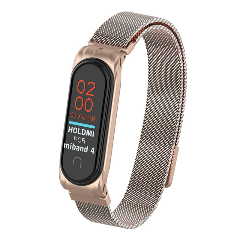 Металлический браслет mi lanese Loop, ремешок на запястье для Xiaomi mi, браслет 4, магнитные браслеты mi Band 4, металлические ремни, розовый mi Band4 Correa
