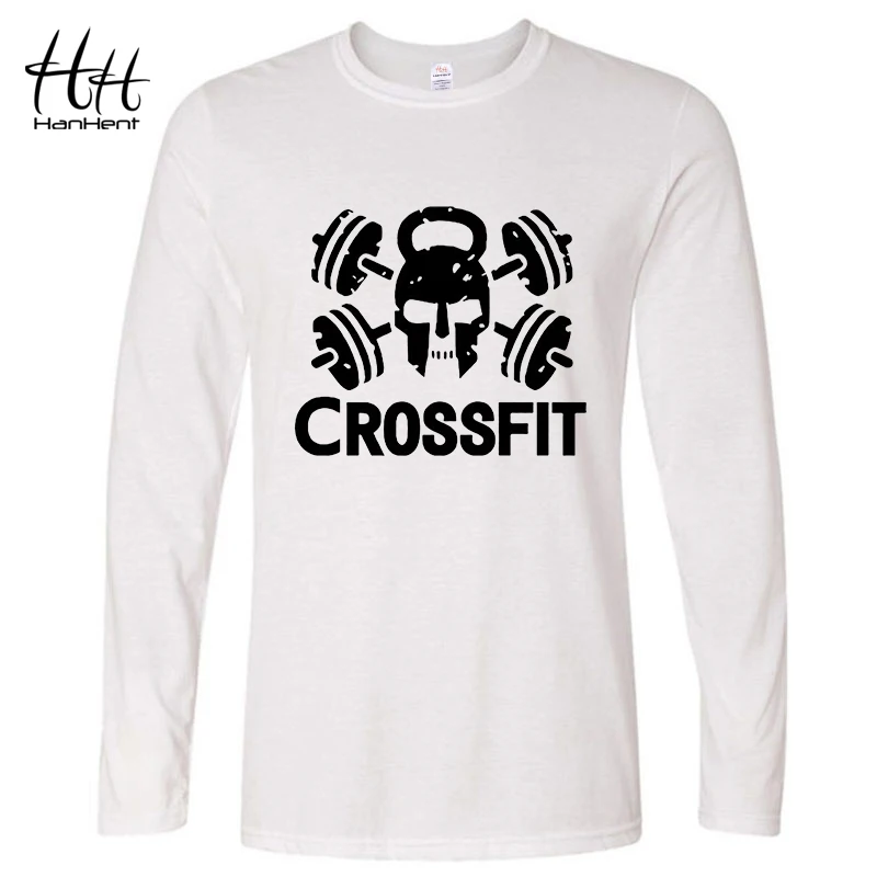 LT0332White HanHent Забавный дизайн футболка мужская бодибилдинг футболка с длинным рукавом полная Повседневная рубашка хлопковые топы Camiseta Hombre Manga Larga - Цвет: LT0332White