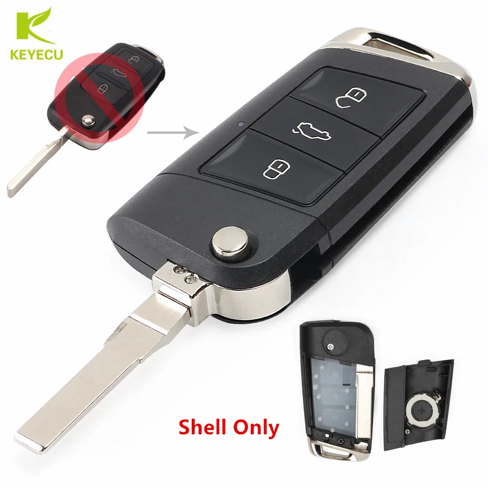 Новинка модифицированный складной чехол KEYECU для Volkswagen Golf 7 Jetta Passat Beetle Polo Bora с 3