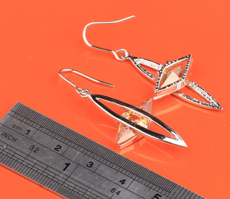 Уникальная Звезда светло коричневый Champange оранжевый Morganite стерлингового серебра