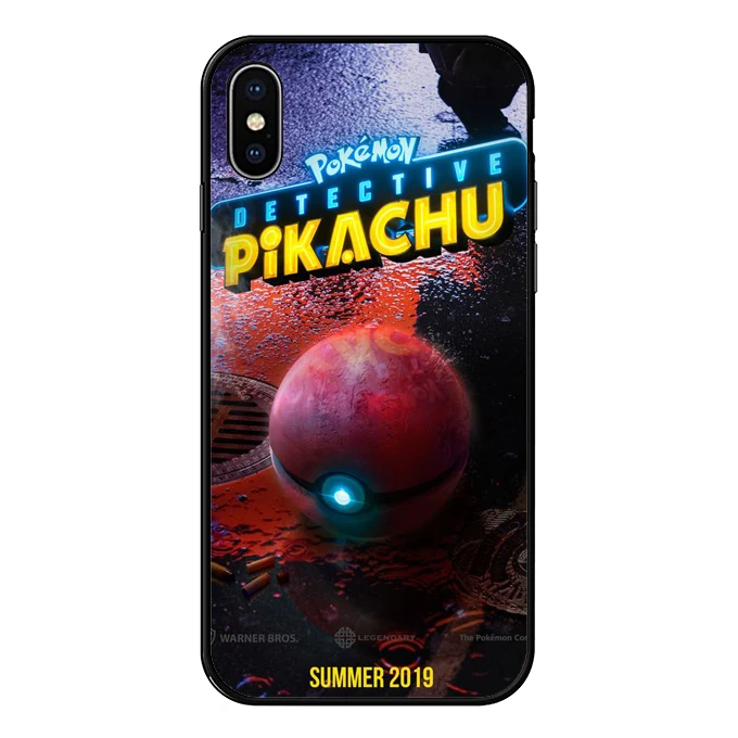 Новинка 2019 черный мягкий чехол из ТПУ для iPhone XS MAX супер милый с детективом Пикачу