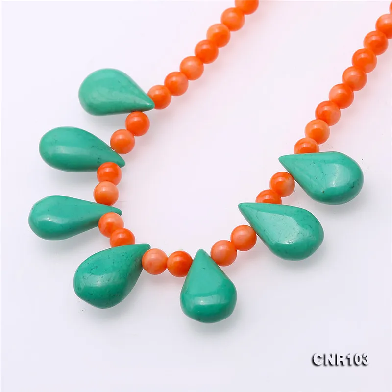 

JYX Fashion 5-5.5mm Orange Round Sea Bamboo Coral Necklace Elegant Nature Gemstone Jewelry For Mother gift 18-18.5" Handmade