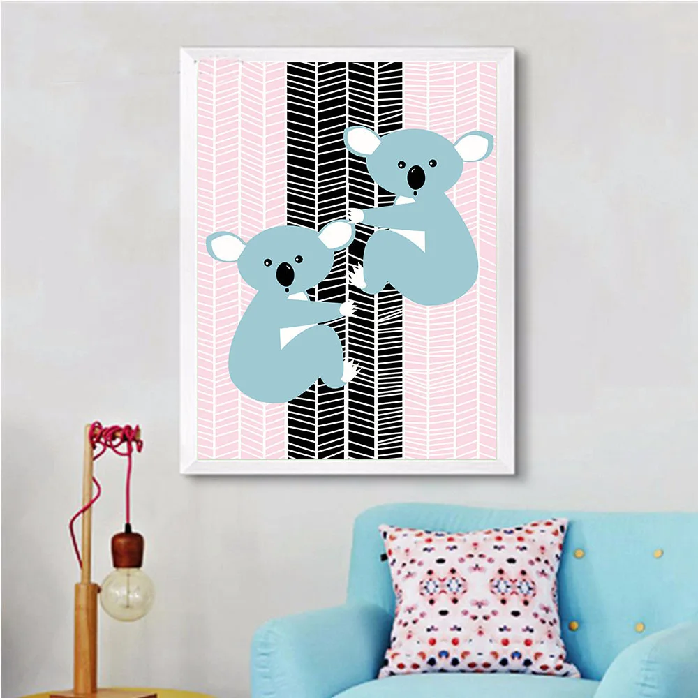 

Cartoon Animal Poster Giraffe Lion Canvas Print Minimalist Wall Art Painting Nordic Decorative Picture Children Baby Living Room