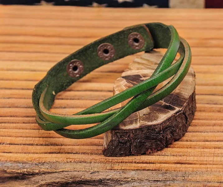 Зеленая плетеная искусственная коровья кожа G548 новинка|bracelet zebra|bracelet flashbracelet