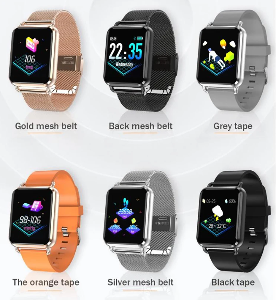 Мужские смарт часы с пульсометром для Android iOS шагомер цветной экран