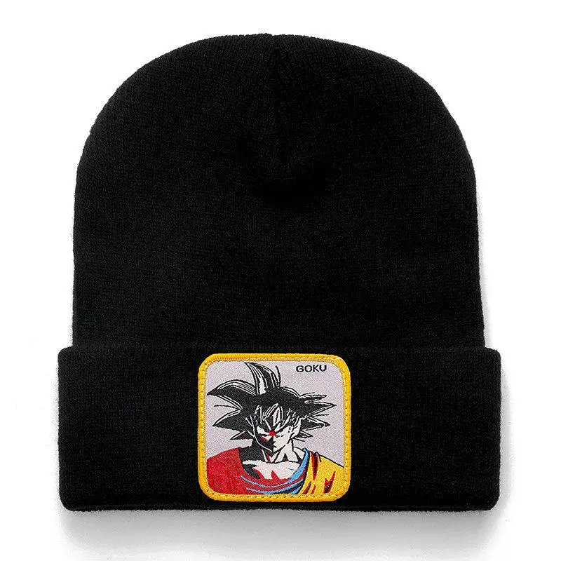 Dragon Ball Z MAJIN BUU Beanie, высококачественные хлопковые повседневные шапочки для мужчин и женщин, теплая вязаная зимняя шапка, модная однотонная шапка унисекс - Цвет: goku  black