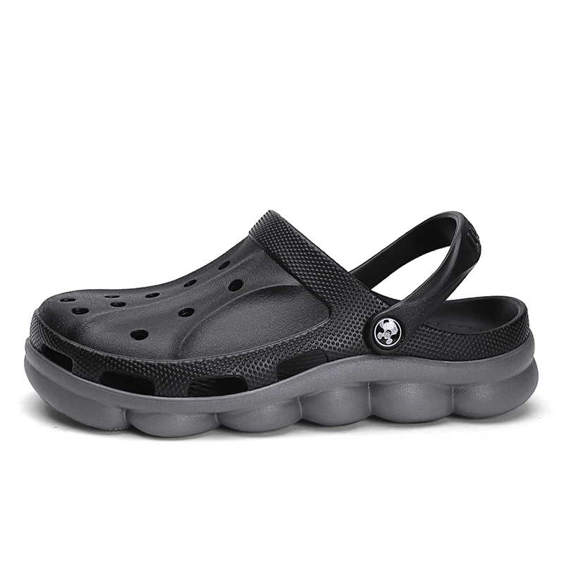 Black Gray Обувь Crocks; Мужская обувь; сандалии с кроком; Sandalias; Летняя обувь; Sandalen; шлепанцы; Sandalet hombre Sandali; сабо с кроком; Новинка года - Цвет: Black Gray