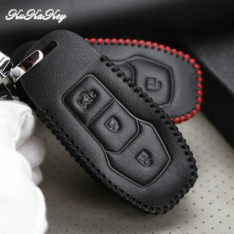 Kukakey кожаный чехол для ключей автомобиля брелок аксессуары Ford aurus EcoBoost Explorer 2012 2014