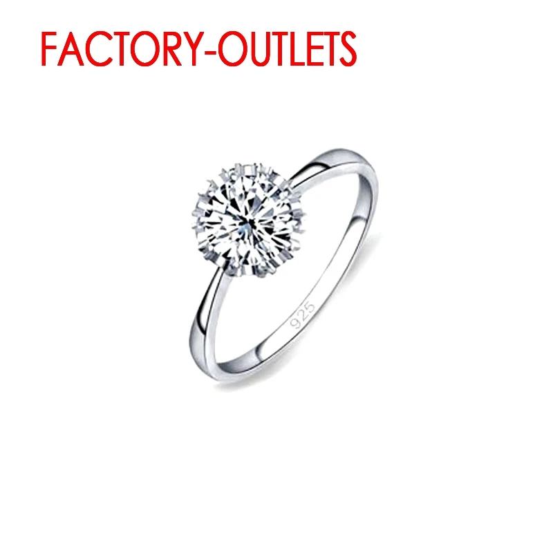 925 Sterling Silver Engagement Ring Fashion Jewelry Classic Style Cubic Zirconia Prong Setting Women Girls Wholesale