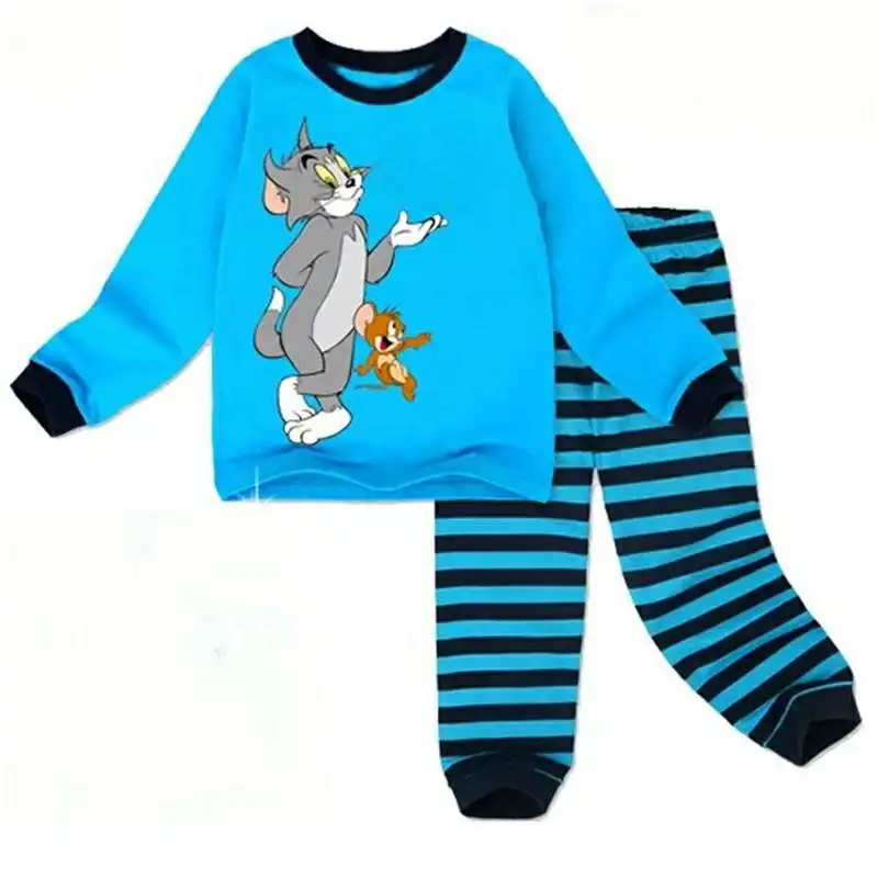 10 New Kids Pajamas Set Cartoon Airplane Cotton Pyjamas Tops+Pants 2 Pieces Children Pjs Boys Clothing Set 2-7 Years - Цвет: 10