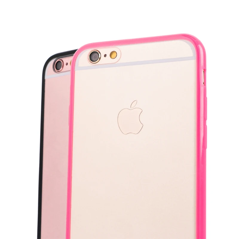 Candy Colors Soft TPU Frame+Transparent PC Back Cover for iPhone 6Plus 6S Plus 5.5'' Phone Case Protective Shell with Dust Plug |