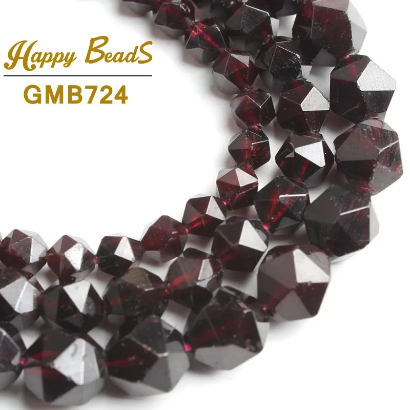 Red Garnet Натуральный граненый Агаты кварцевые бирюзовый камень бисер Свободные Spacer Бусины для самостоятельного изготовления ювелирных изделий Браслеты 15 ''6/8/10/12 мм - Цвет: Red Garnet