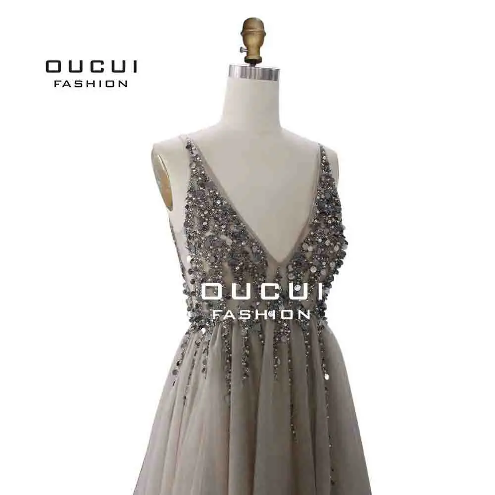 Женское вечернее платье из фатина Oucui длинное с бисером OL103012|evening dress|prom evening dresslong