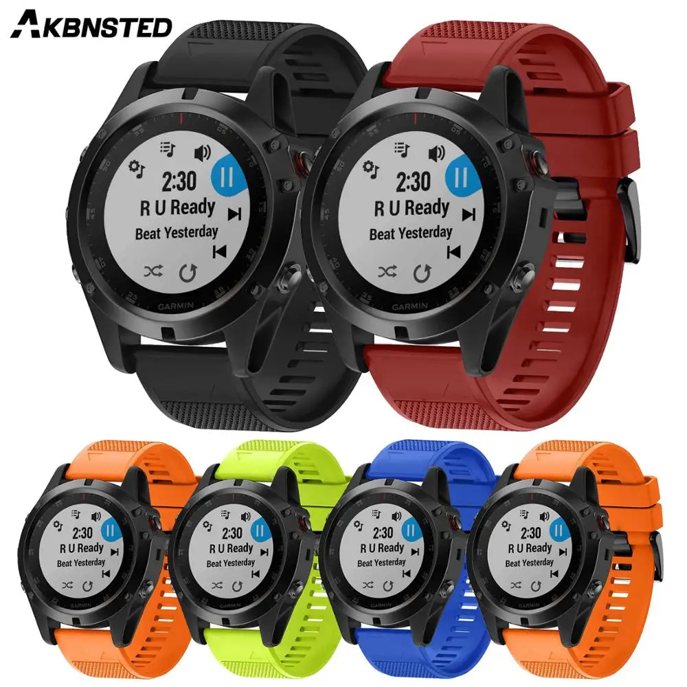 AKBNSTED 20 мм 22 26 Мягкие силиконовые умные часы ремешок для Garmin Fenix 6X6 6S 5X5 5S