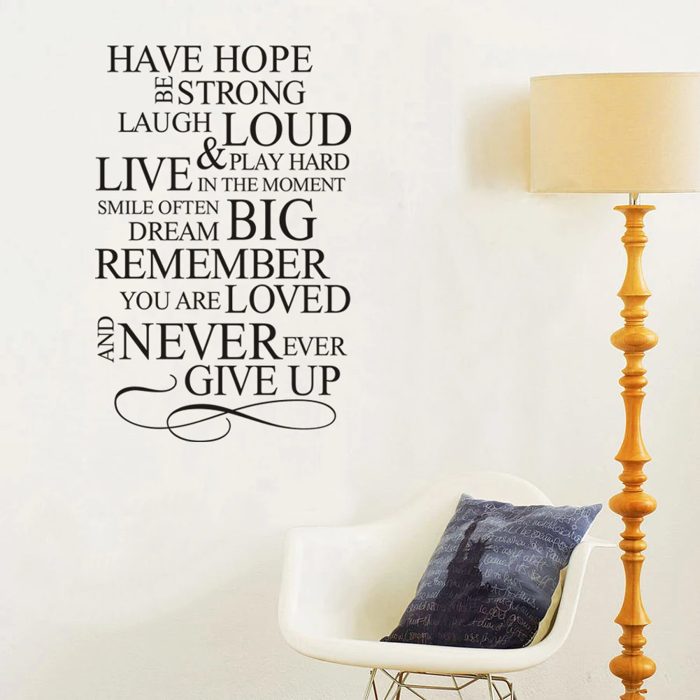 

Have Hope Be Strong Never Give Up House Rules English Quote PVC Wall Stickers For Living Room Wall Art Decals Home Decor