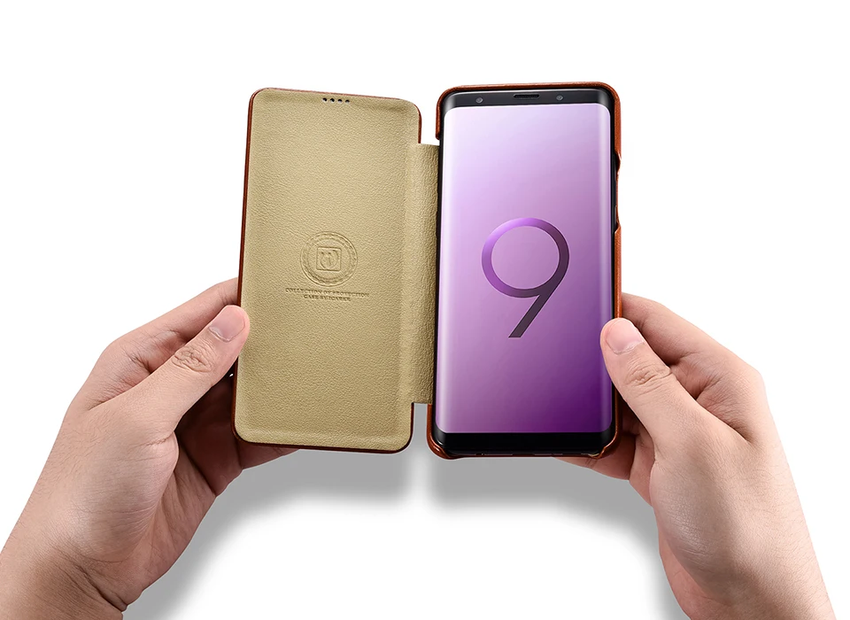 ICARER Чехол-книжка из натуральной кожи для samsung Galaxy S9/S9 Plus, чехол с закрытыми краями, чехол для сотового телефона s Fundas
