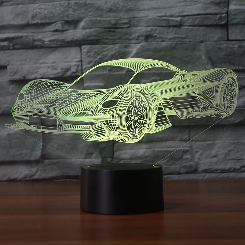 Aston Martin AM RB 001 3D ночника 7 Изменение Цвета сенсорный выключатель для детей или Домашний Декор Поддержка USB