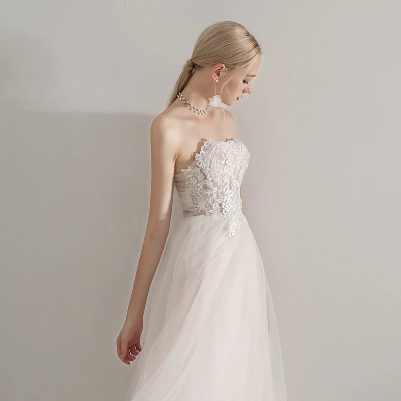 Женское вечернее платье SSYFashion розовое или белое до пола без бретелек|Вечерние