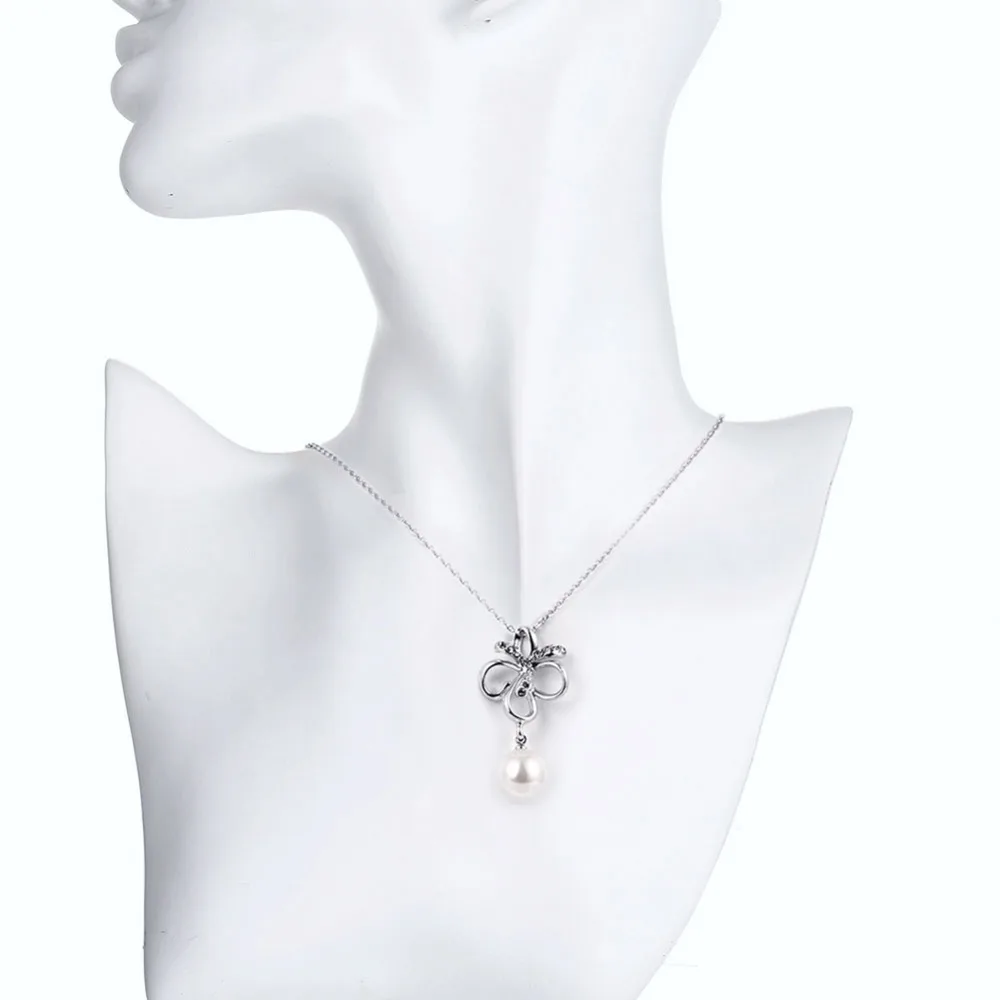 Female Fashion Jewelry Sets Pearl AAA Cubic Zircon Statement Necklace &amp Earrings Silver Color Wedding for Women Gift | Украшения и