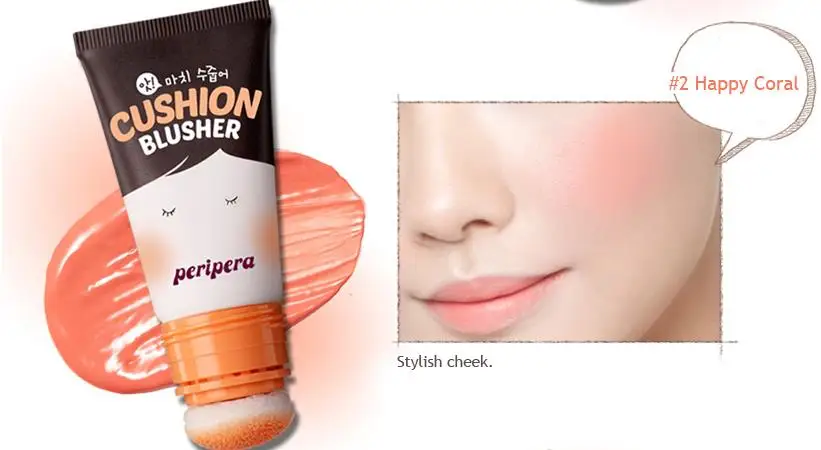 02 Happy Coral PERIPERA ах! Much Real My Cushion Blusher 20 мл Румяна для лица Румяна для макияжа лица для щек натуральные Минералы Румяна Крем корейская косметика - Цвет: 02 Happy Coral