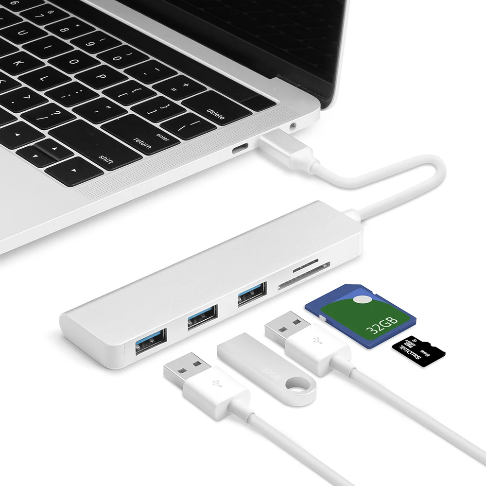 Type-C концентратор 3 USB 3,0 концентратор HDMI/VGA/RJ45 адаптер Thunderbolt 3 USB-C данных TF SD PD слот концентратор для Macbook Pro Air 13 15 16