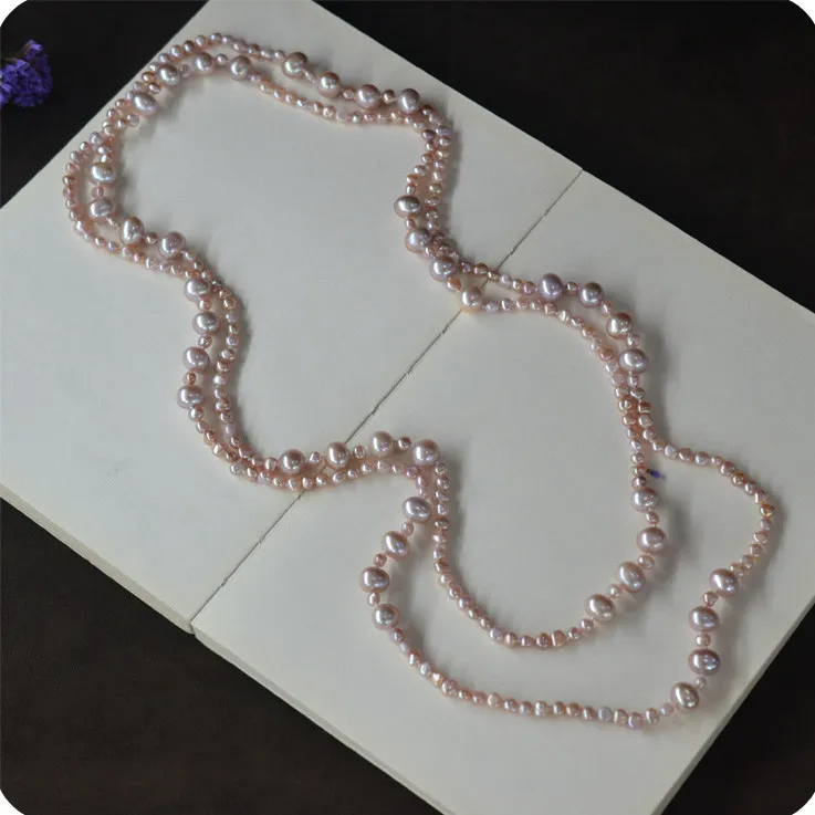 new 3 styleHot sell Natural white pink purple 3-4 mm 9-10 freshwater pearl sweater chain necklace 160 cm long fashion jewelry | Украшения и