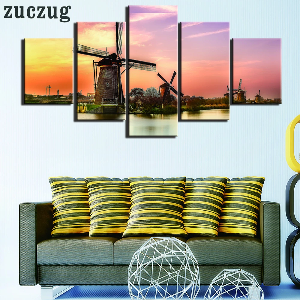 Unframed 5 шт. современные голландские Ветряные мельницы картина холст принт Дизайн и