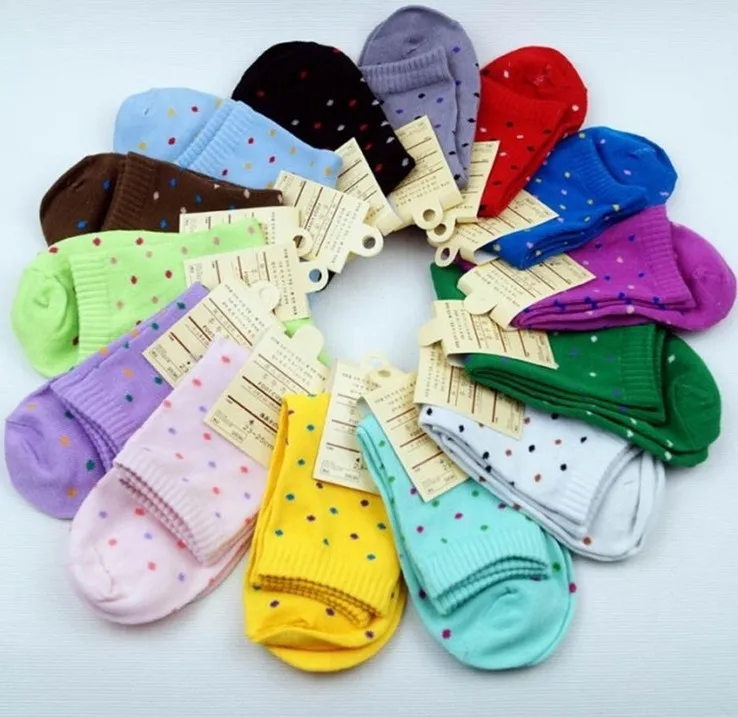 Носки woemn женские хлопковые в горошек брендовые теплые карамельных цветов 5 пар/1