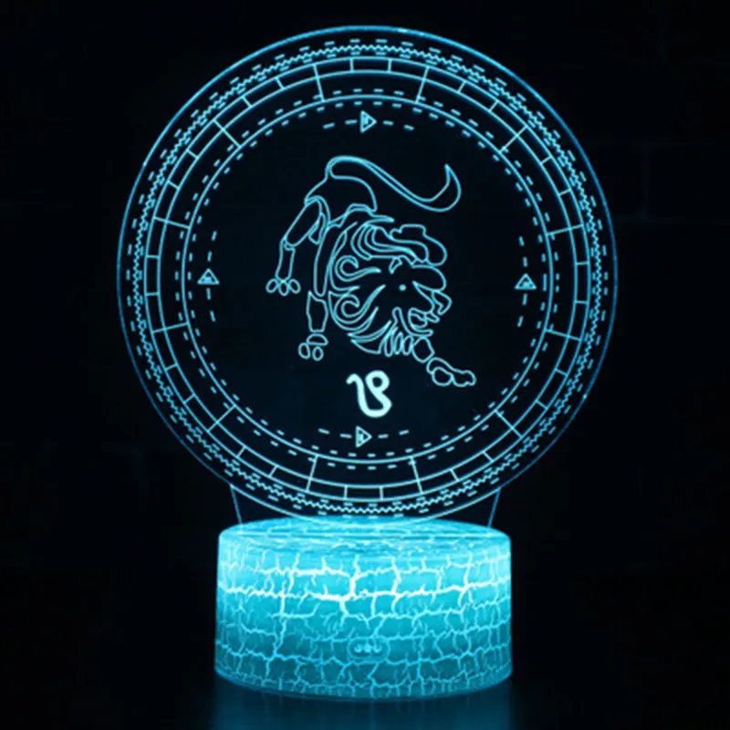 Capricorn тема 3D лампа светодиодный ночник 7 цветов Изменение сенсорного настроения лампа Рождественский подарок Прямая