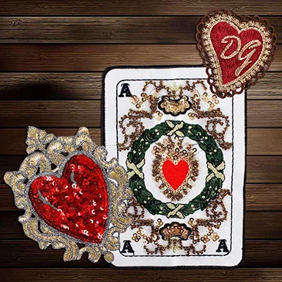 A Playing cards 1 Набор вышитых бисером покерных карт вышивка аппликация Блестки сердце значки ткань патчи пришить для одежды Украшенные ремесло шитье A123 - Цвет: A Playing cards