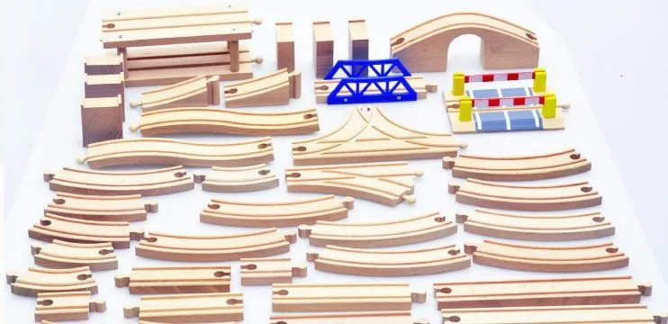 100 шт./компл. набор деревянных треков из бука для поездов игрушки детей