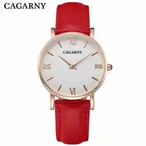 Женские часы марки класса люкс CAGARNY, золотые кварцевые часы, модные наручные часы с кожаным ремешком, высококачественные женские наручные часы, подарки