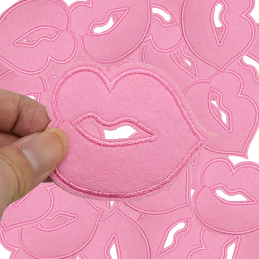 5 шт розовый поцелуй губы нашивки для одежды вышитые патчи приклеивания утюгом